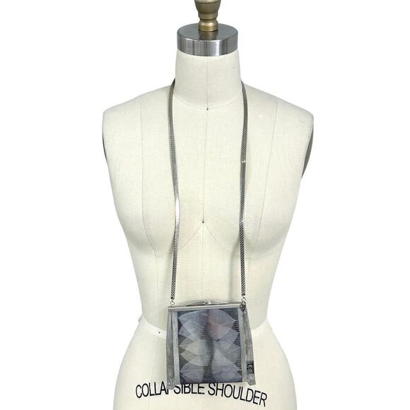 Bo's Art Los Angeles Small Metal Mesh Purse Pink Feathers Handmade OOAK - Picture 6 of 8